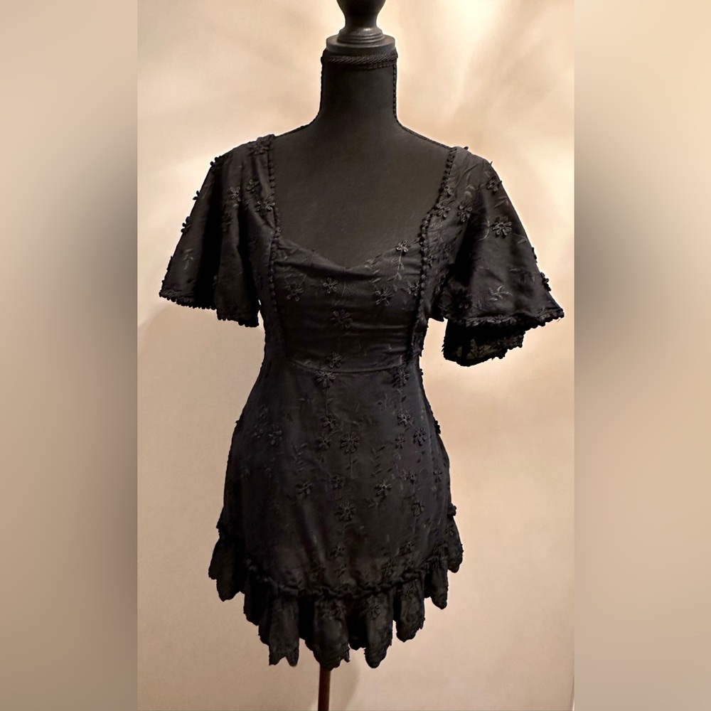 Showpo Black Lace-Trimmed Dress